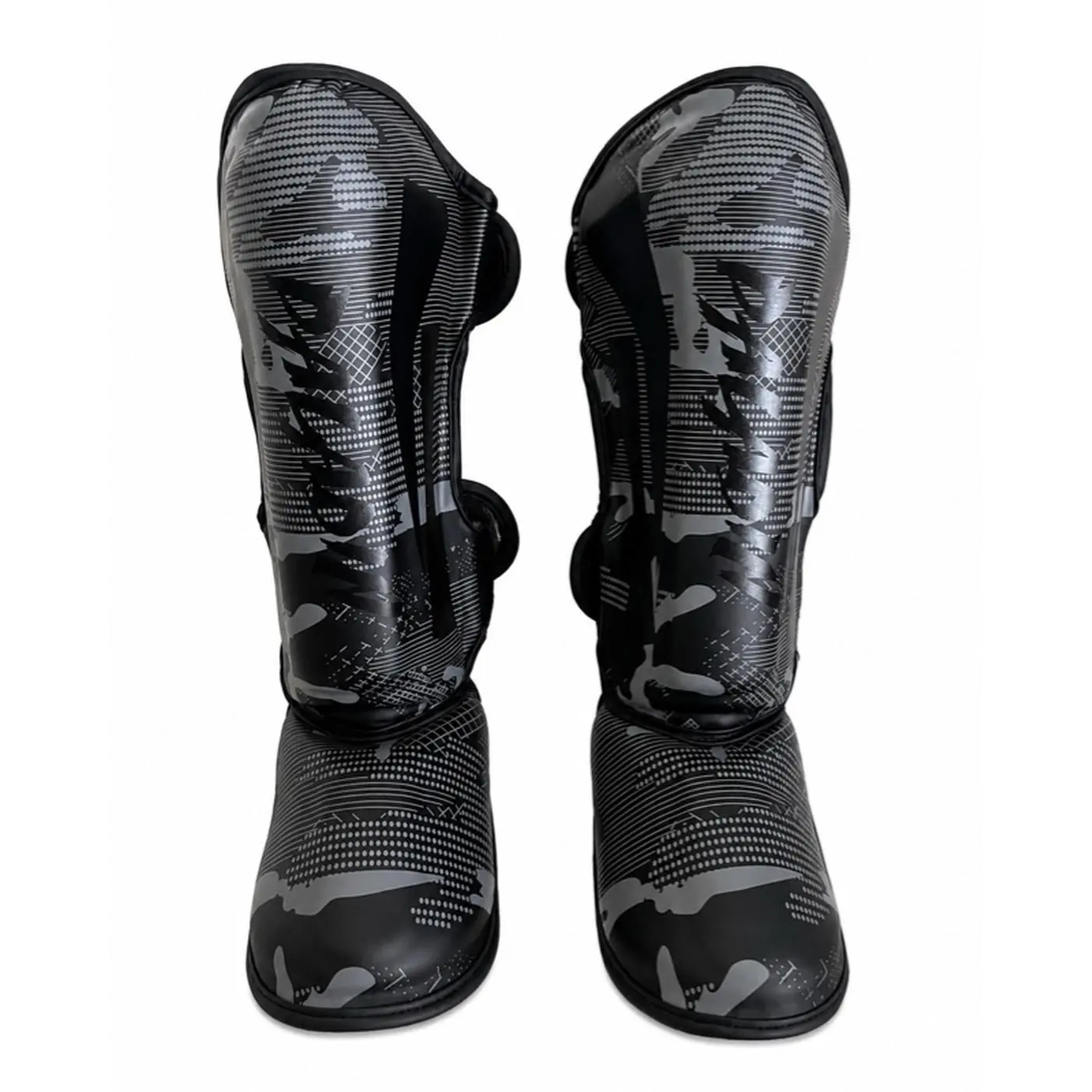 Kids' Black Martial Arts Shin Guards, 8-11 Years Old, Mid-Calf Length, Lightweight Adjustable Velcro for Kickboxing MMA, Muay Thai