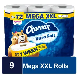 Charmin Toilet Paper Ultra Soft 9 Mega XXL Rolls, 440 Sheets Per Roll