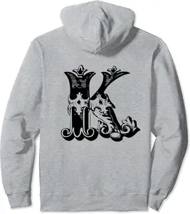 Letter K KING QUEEN matching couple partner Valentines Day Pullover Hoodie - Ajitasirba Shop 46B083VGWHT3