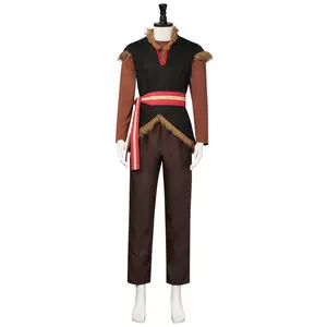 Kristoff Nordic Fur Vest Cosplay Costume Set with Inner Shirt Red Yellow Belt Pants for Comic Con