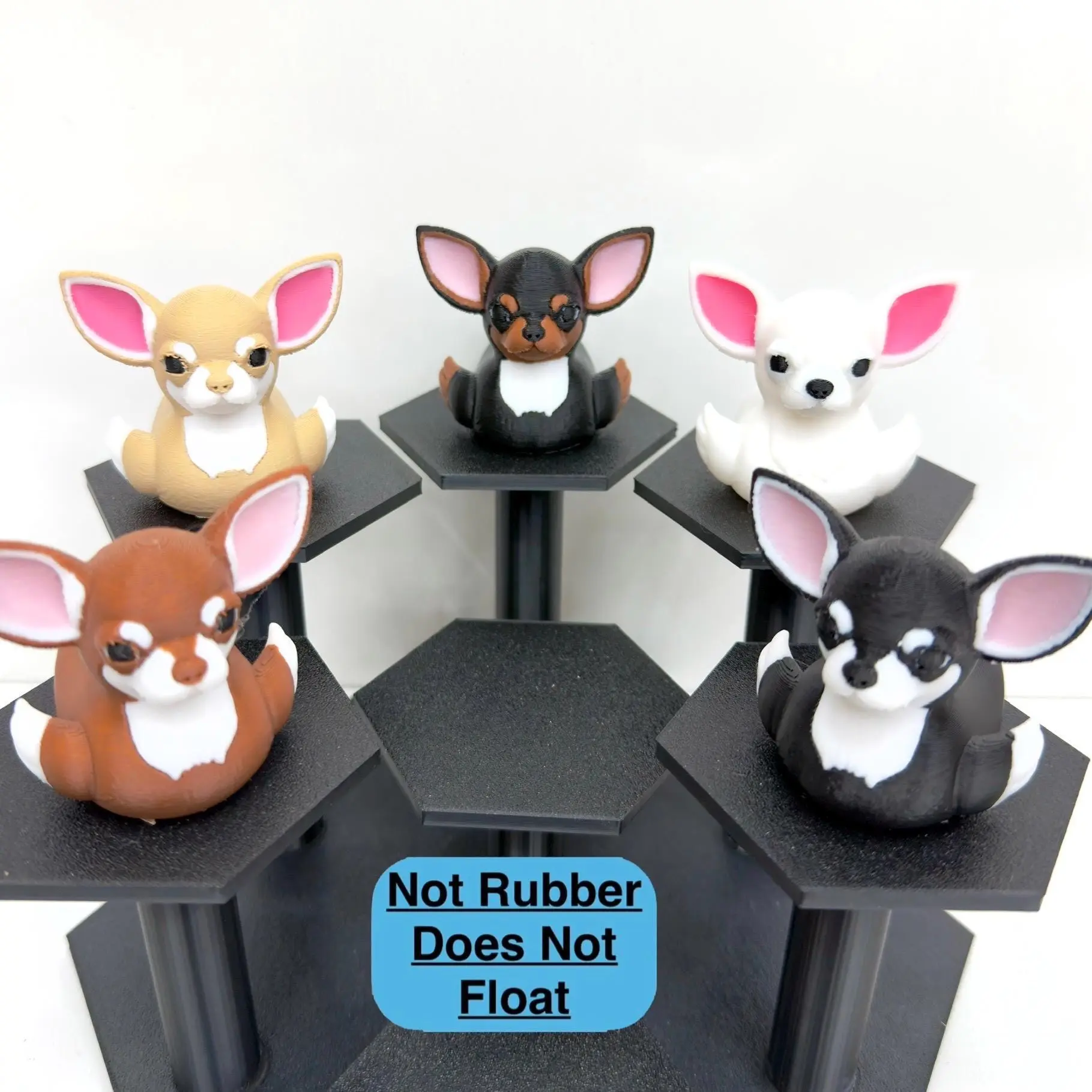 Chihuahua Dashboard Duck Figurine 3D Printed Animal Decorative Figurines Collectible Set for Dashboard & Desk Decor