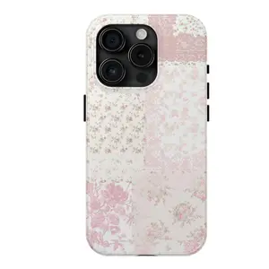 BLUSHING QUILT iPhone Case, Collage Flower Tough Phone Case, Gift for her, Aesthetic, Vintage Cover