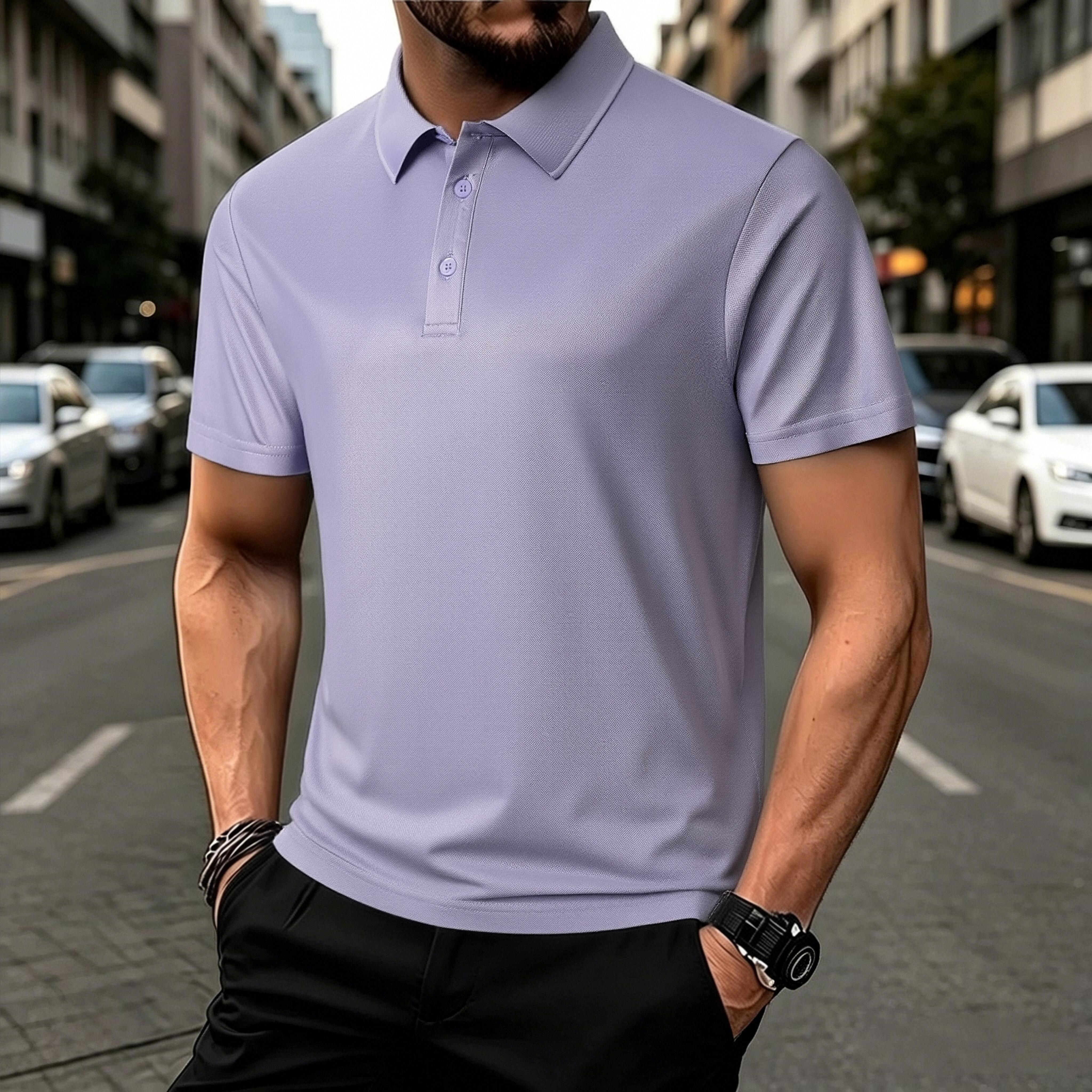 5-Pack Men’s Quick-Dry Polo Shirts – Short-Sleeve Collared Golf Tees, Breathable Casual Tops for Fishing & Cycling