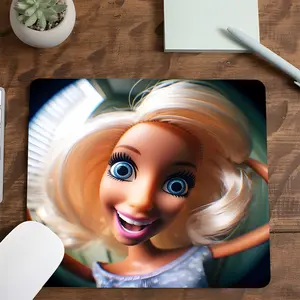 Square Funny Doll Wide Angle Selfie Gaming Mouse Pad, Desk Accessories, Humorous Meme Design, Non-Slip Smooth Surface Mousepad for PC, Laptop, Office Desk & Gaming Setup, Small Size, Ideal Gift for Cartoon & Wacky Animation Fans