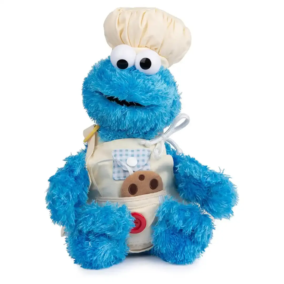 GUND Sesame Street 15in (15" tall) Cookie Monster Stuffed Toy for 1+ Years - Soft Fabric, Button, Buckle, Snap, Collectors Item, Chef Outfit, Develops Essential Dressing & Fine Motor Skills