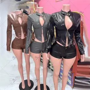 Worth The Trouble Short Set - Faux Leather Jacket & Mini Shorts Two-Piece Set