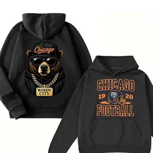 Ship Within 24 HoursRetro Chicago Football Hoodie: 90S Bear Print Hoodie