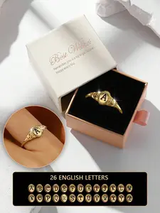 Vintage Gold Alloy Letter Rings for Women, Personalized Style Letter Engraved Rings, Elegant Minimalist Jewelry Gift for Birthday, Anniversary, Valentine's Day