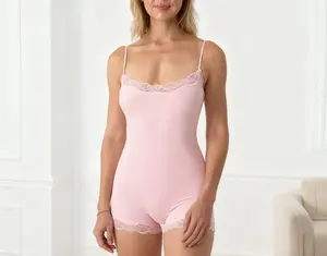 Lace Strapless Breathable Bodysuit Adjustable Straps Seamless Nightgown For Women