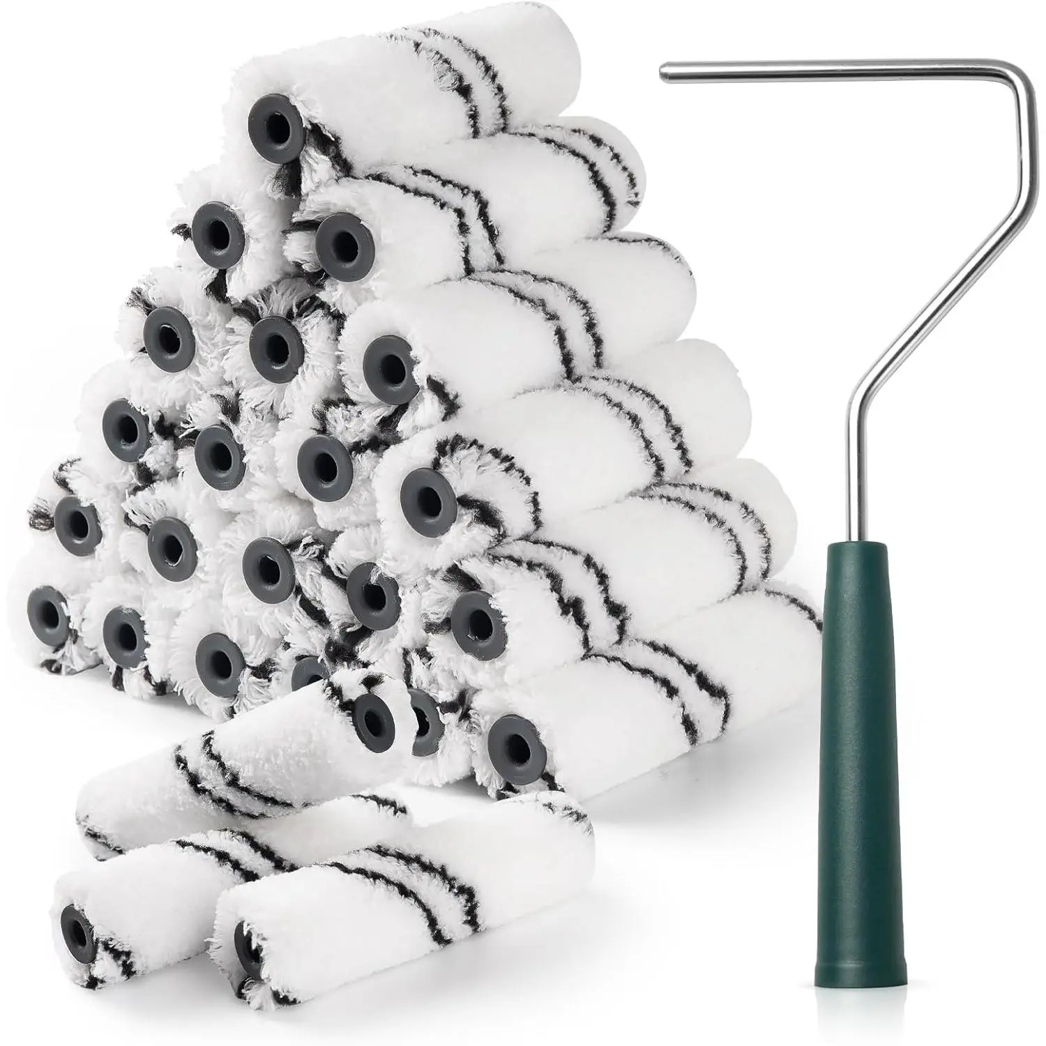 Microfiber  Roller Covers, 24 Pack  Roller 4 Inch (3/8 Inch Nap),  Roller Frame, Small  Rollers for Painting Walls, Home Improvement  Supplies