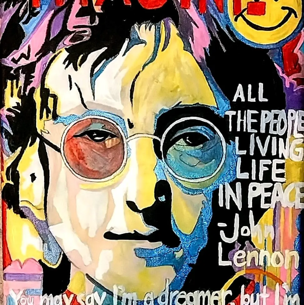 IMAGINE 11x14 john lennon acrylic painting on stretched canvas Collector's Edition Collector's Edition Special Edition