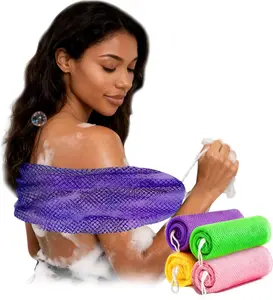 African Net Sponge Authentic - 45 Inches Exfoliating Body Scrubber for Shower Nylon Bath Sponge Back Scrubber for Daily Use