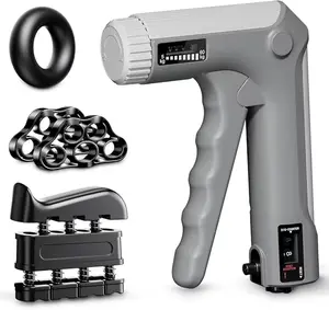 Hand Grip Strength Trainer Kit with Adjustable Resistance 2 Finger Stretchers Forearm Workout Ring Gray Color Ideal for Grip Strength & Forearm Muscle Training Heavy Exerciser Home