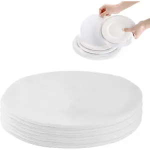 Thick Felt Plate Dividers Set of 48 5.0 Inch Round Plate Separators White Felt Pads Dish Protectors for Stacking China Dish Saucers Storage