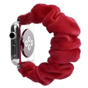 Retro Scrunchie Band for Apple Watch | Comfortable Elastic Fit in Fabric or Corduroy | Wide 3cm Strap with Chic Silver Hardware
