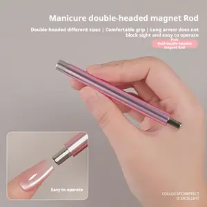 Nail Art Cat Eye Magnet Dual-Ended Magnetic Pick with 10mm Steel Ball Convenient Dual-Ended Magnetic Pick for Easy Handling Pink Purple Green Beginner Manicure Kit Cutics