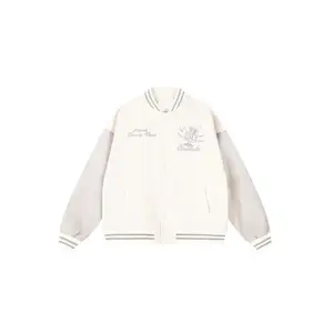 Stitching Embroidered Baseball Suit for Men Women Autumn High-end Sense Top College Style Flying Leather Sleeve Jacket Coat Casual Menswear