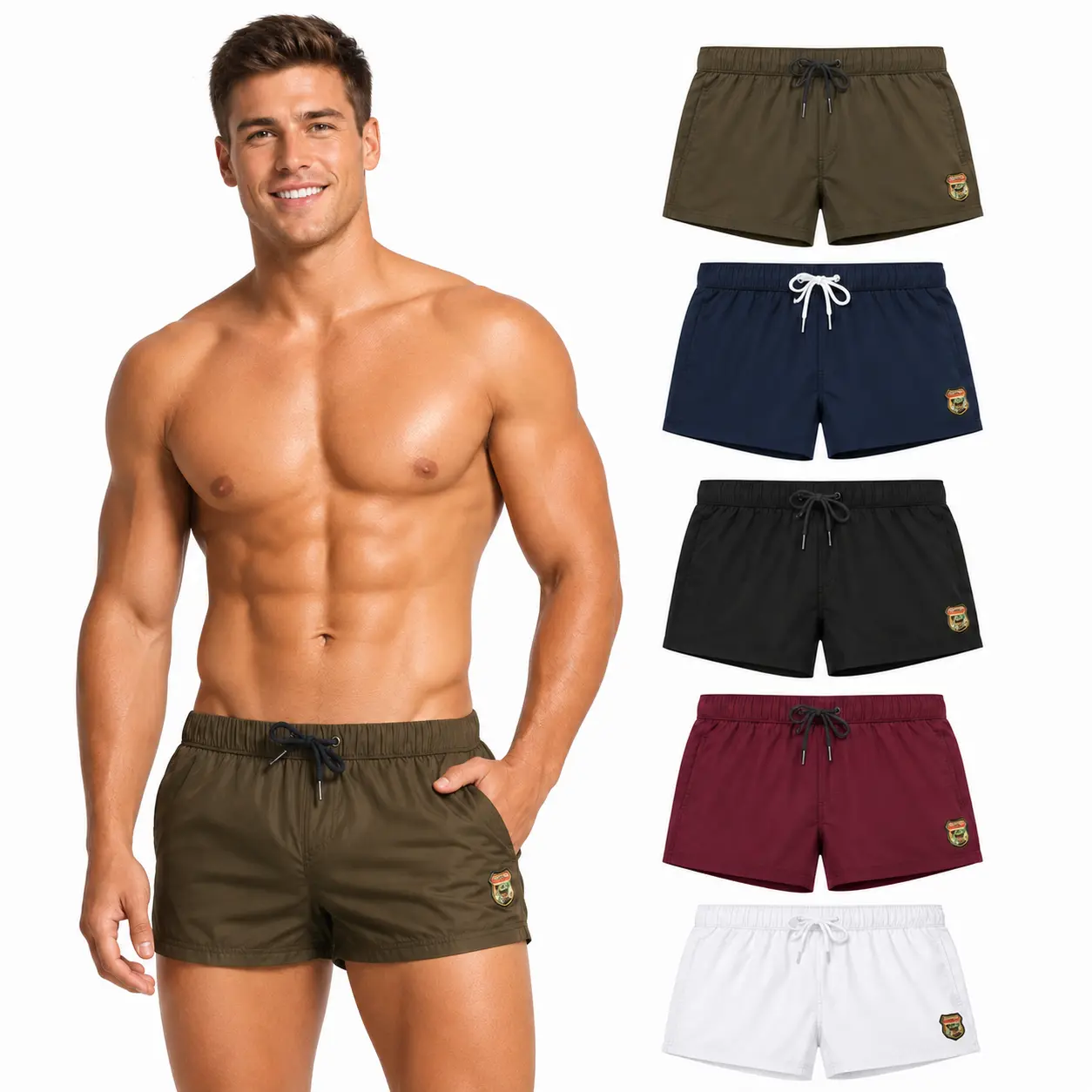 SEOBEAN Men's Casual Menswear Short Swim Trunks with Drawstring, Pockets, Lightweight Athletic Beach Shorts for Pool, Vacation-10601