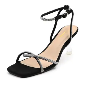 Women's Heeled Sandals-Stiletto Sandals 2025 Square-Toe Crystal Stiletto Sandals – Sexy Ankle-Strap Heels for Office & Parties ZYX