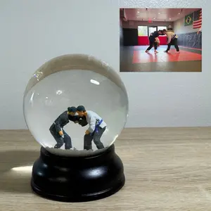 Custom 3D-Printed Snow Globe Personalized Full-Color Miniature Inside Unique Gift for Any Occasion Featuring Martial Arts Scene