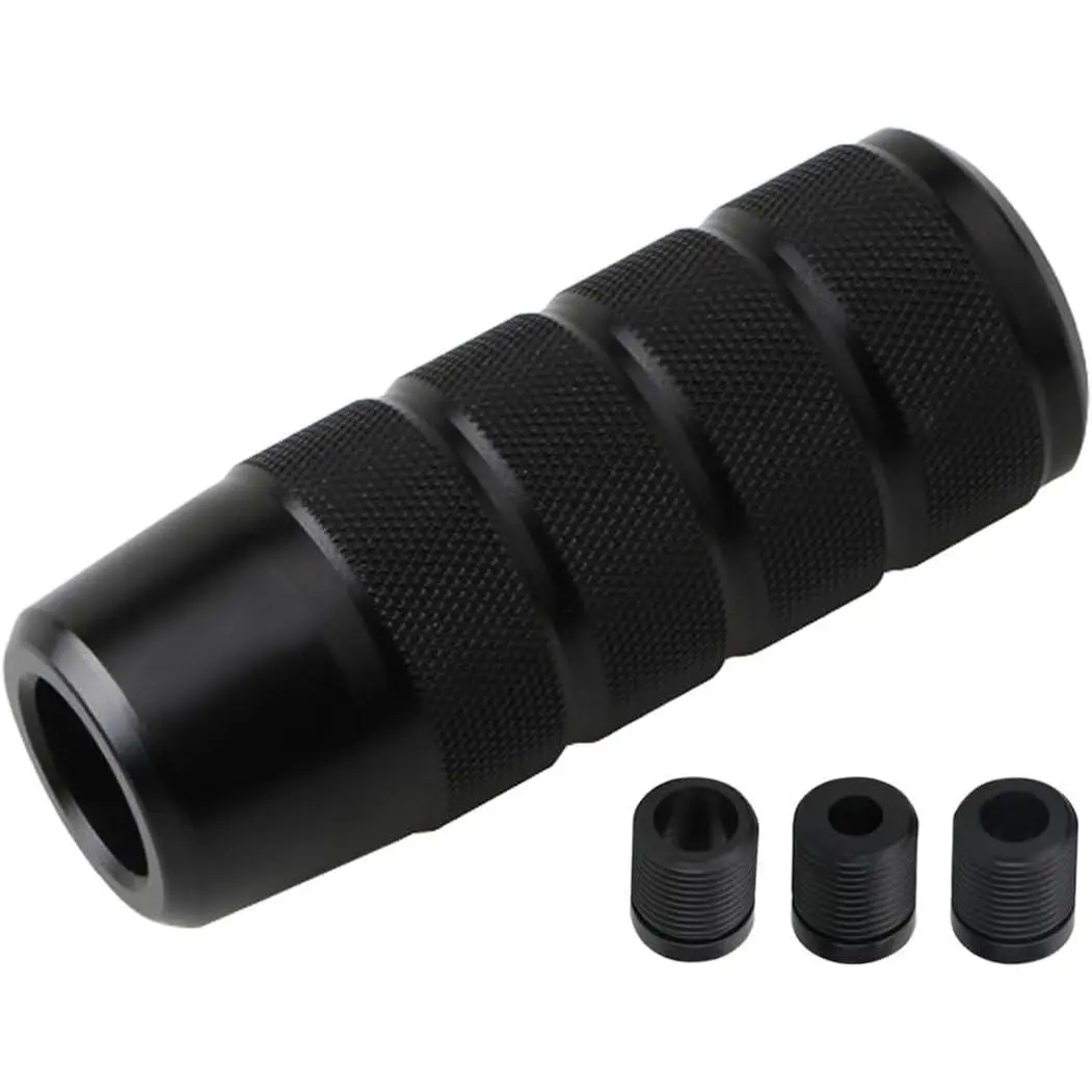 95mm (3.74") Weighted Aluminum Car Shifter Knob (Black) – 3 Threaded Adapters (M8/M10/M12x1.25) | Universal for Manual Gear Cars/Trucks | Enhanced Shift Feel & Sporty Look