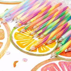 6/18 Colors One-Stroke Three-Color Gradient Gel Pen, 1.2mm Hand-Drawn DIY Note, Shining Rainbow Spiral Pen, Bright Colors and Pointed Tip to Meet All Writing Needs, Perfect Gift for Students During Back-to-School Season