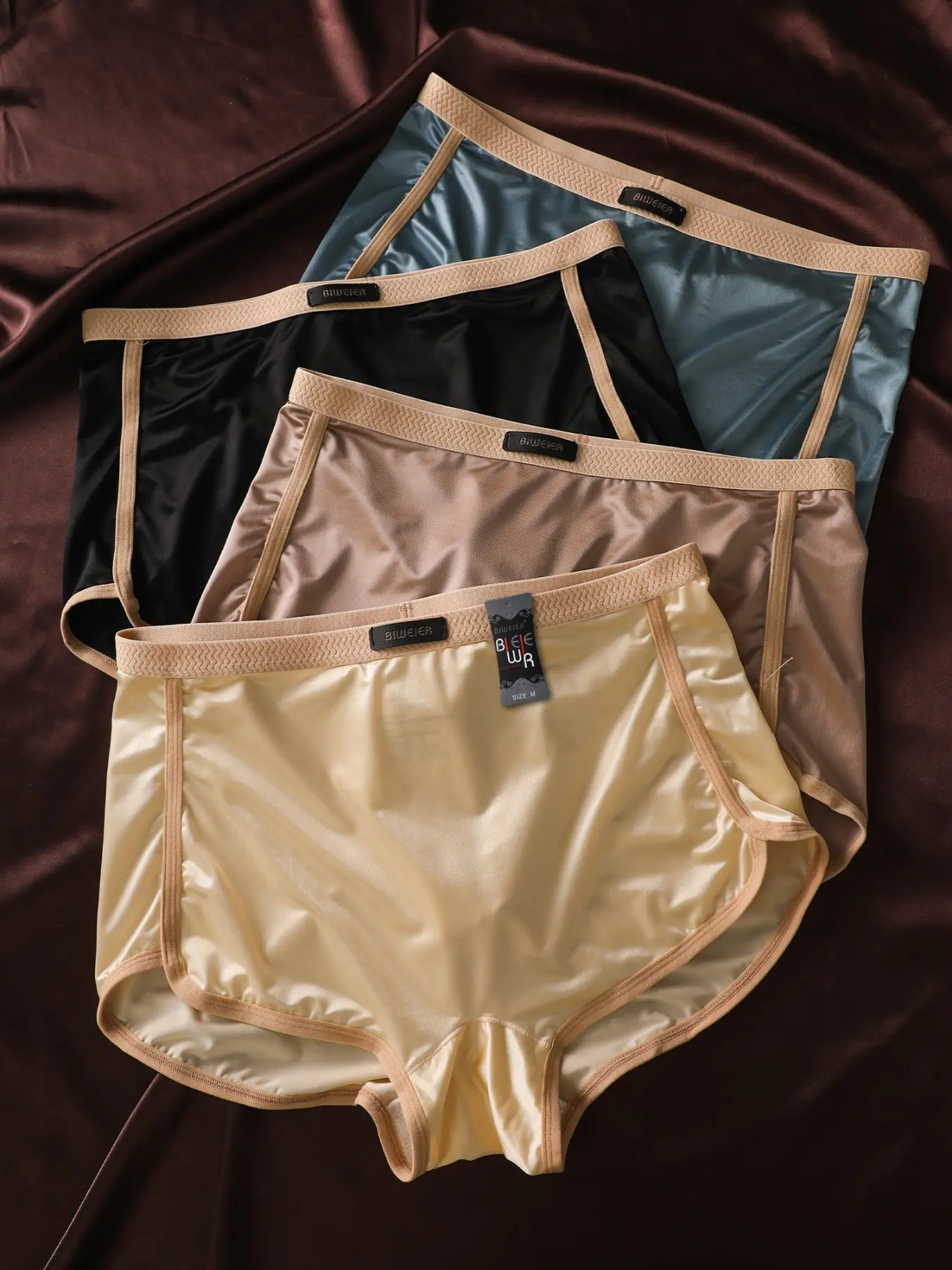 4 Pcs Biweier Women's Satin Boyshorts, Luxury Lightweight, Soft Comfort, Elastic Waistband, Fashion Underwear, Ideal for Casual Sports