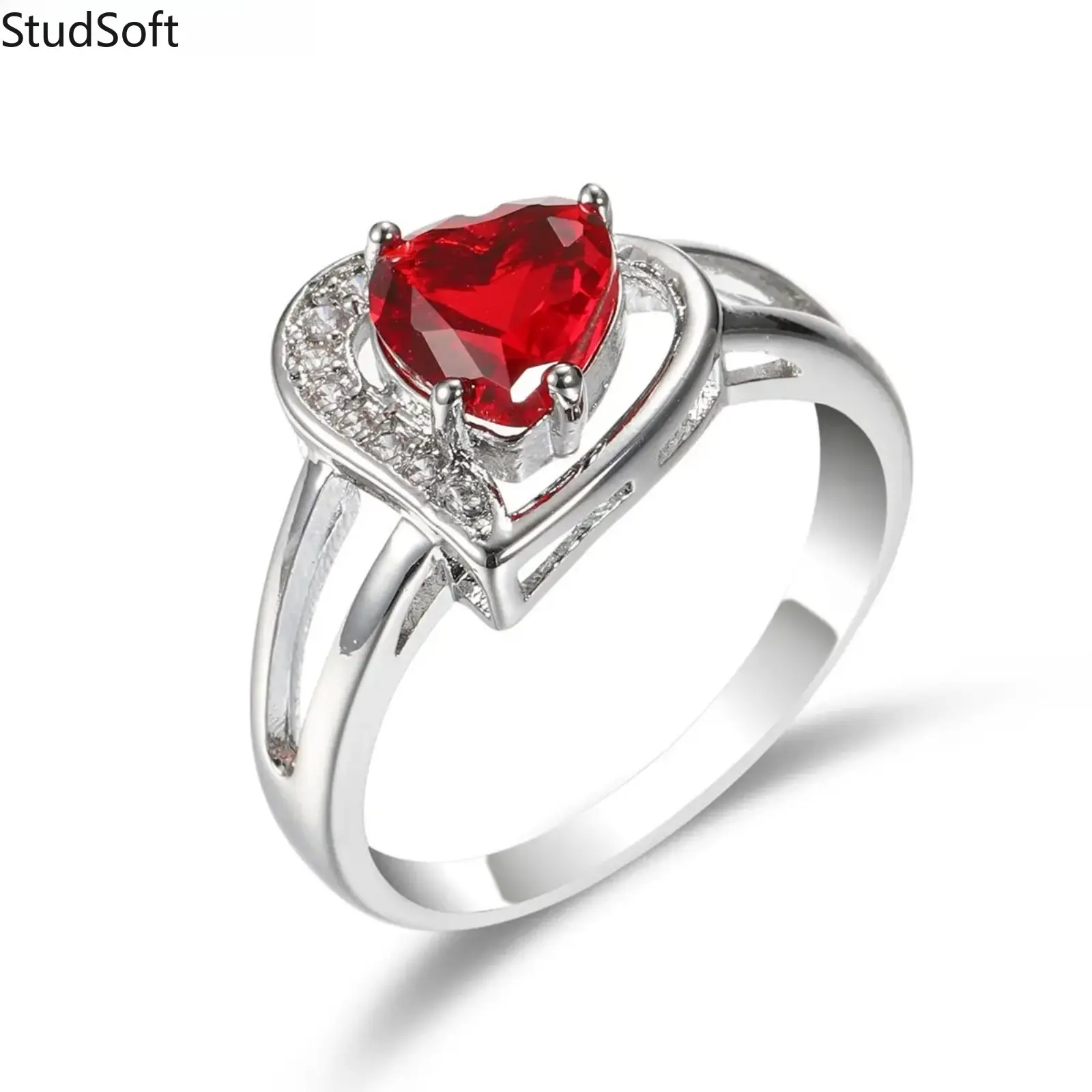 Women's 925 Sterling Silver Heart-Shaped Zircon Promise Rings - Elegant Sports & Outdoor Adult Gift Jewelry