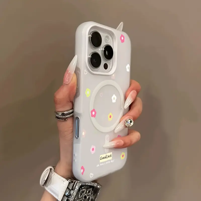 Full screen love flower, simple macaron color skin feeling jelly two-in-one magnetic wireless charging mobile phone case, send friends for iPhone17/16/15/14/13/12/11 and other series