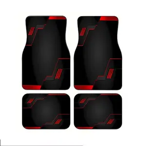 4pcs Universal Car Floor Mats, Thickened Printed Design, Fun Interior Decor, Fits Most Models, Tesla Mdy, Suv, Halloween Christmas Gift, Auto Accessories