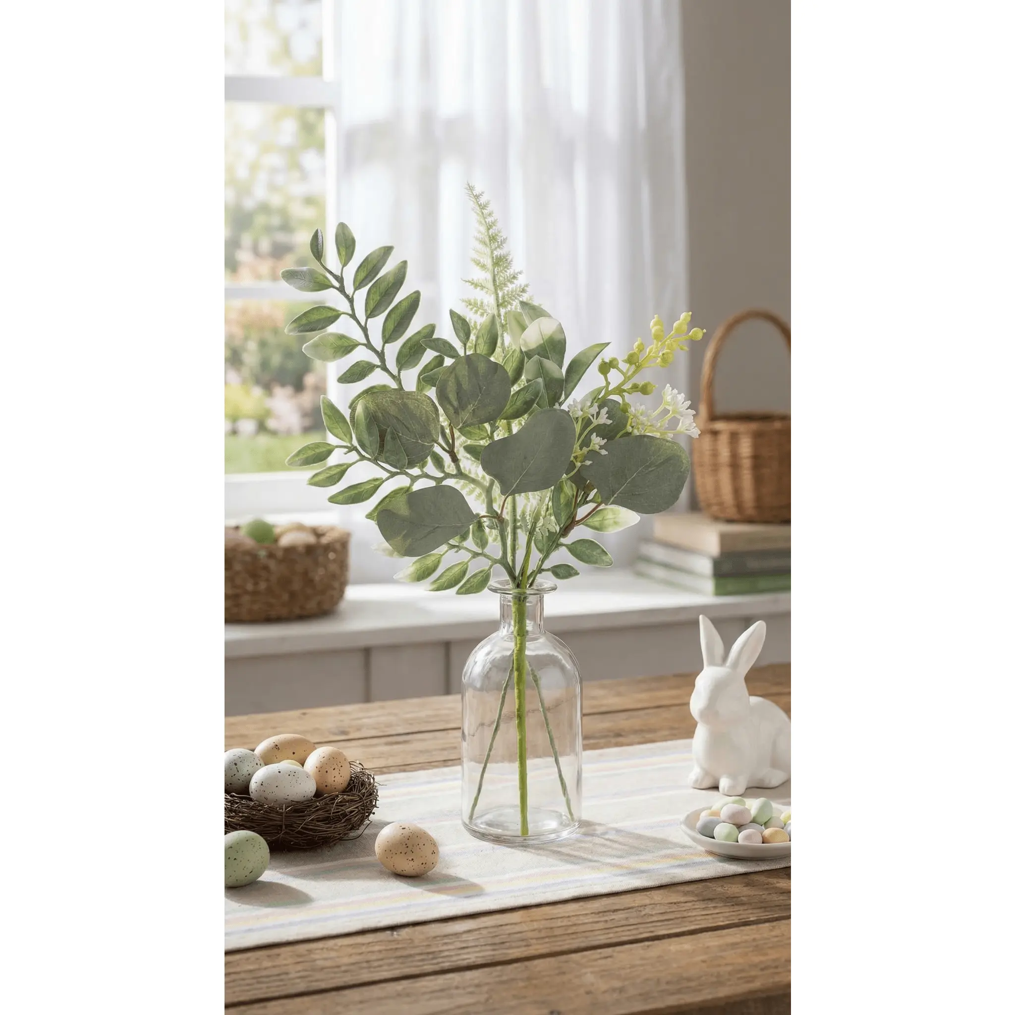 15" Artificial Eucalyptus and Mixed Greenery Spray