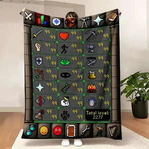 Old School RuneScape Maxed Stats Fleece Christmas Sherpa Blanket, 2277 OSRS 99 Blanket, Classic MMORPG Adventure Fan Collection, Soft and Cozy, Premium, All Season Warm, Comfortable Bedding Decor, Perfect for Dormitories, Gaming Rooms, Office Naps, Sofa