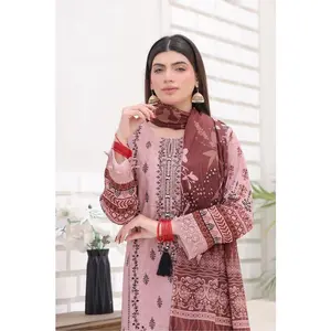 Blush Pink 3-Piece Embroidered Lawn Set (Bana Dora)