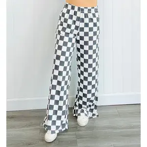 Black/White Checkered Knit Pants (Reg. and Plus)
