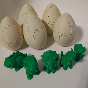 Hatching Dino's - Green Dinosaur Figures with Cracked Eggs for Play and Display