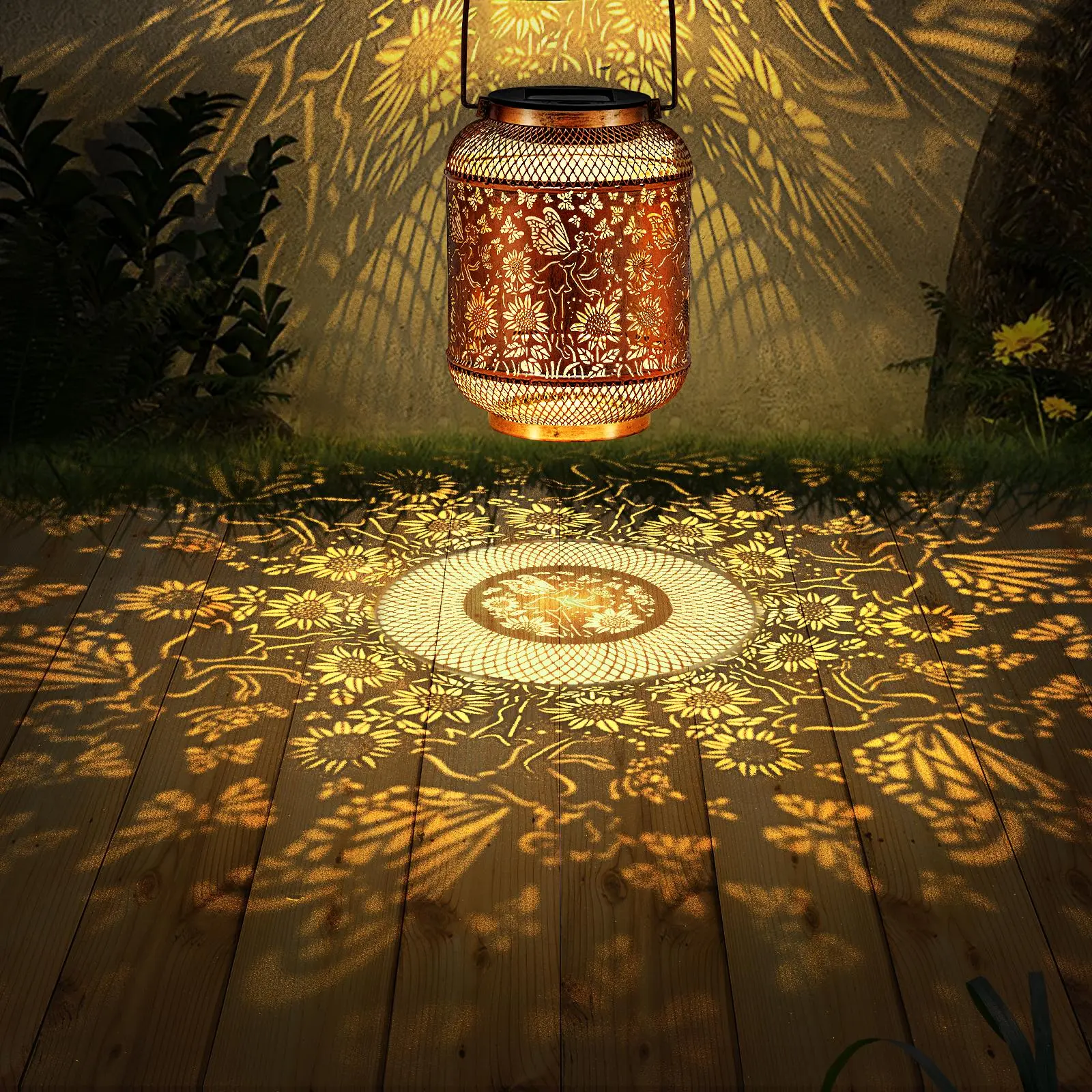 Waterproof Metal Solar Lantern Light - Solar Outdoor Lamp, Waterproof Landscape Light for Outdoor Patio, Backyard Glow Up Garden Decor