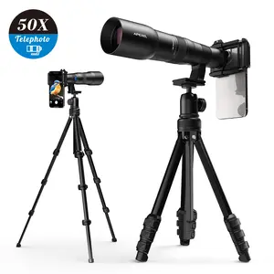 APEXEL Telecular 3 50X HD Astronomical Portable Telescope Lens for iPhone , Samsung , Android Phones | Tripod Mount | Universal phone Compatibility | Shoot Portrait, Bird Watching, Moon, Wildlife, Mountain | telescope