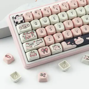 PBT Keycaps 132 Keys Dye-Sublimation Kawaii Pink MOA Profile Custom Cute Keycaps Set Compatible with Cherry Gateron Kailh MX Switches for All Mechanical Keyboards | creamy keyboard