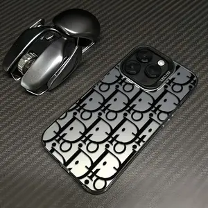 Black Minimalist Monogram Phone Case It Elevates Your Device With Understated Elegance Fashion Laser Craft for iPhone 17 16 15 14 13 12 11 Anti-Drop Protection