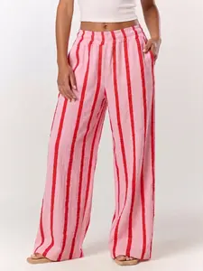 Women's Striped Print Wide Leg Pants, Casual Comfy Trousers for Daily Wear, Loose-Fitting Ladies Bottoms for All Seasons, Casual Loose Fitted