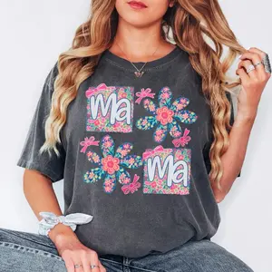 [FREESHIP] Floral Mama Shirt, Mothers Day Shirt, Cute Mom Shirt, Retro Mama Shirt, Flower Mama Shirt, Gift For Mom Tee