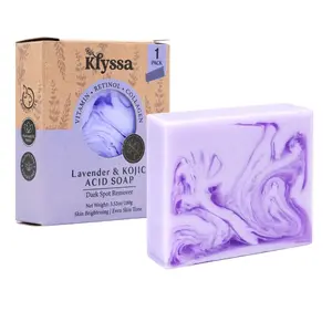 Klyssa Lavender & Kojic Acid Face & Body Cleansing Bar Soap - Handcrafted 100g, 200g, 400g Packs, Natural Ingredients, Alcohol Free, Brightening