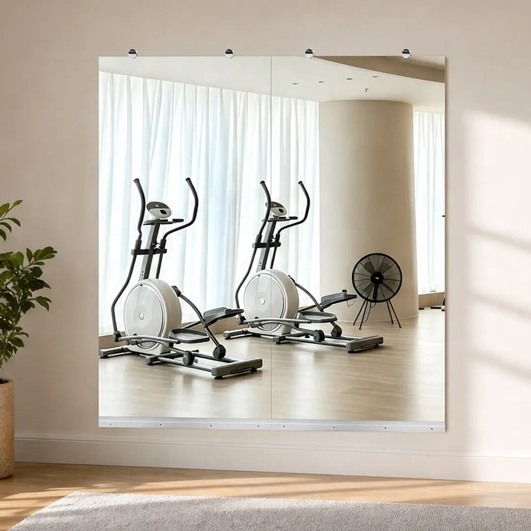 48x30 Inch Full Length Wall Mounted Gym Mirror, HD Glass Frameless Mirror for Home Gym, Yoga Room, Dance Studio, Bedroom, Dressing Room, Silver, 2 Pack, Silver Color Options, Glass Material, Luxury/Modern Style, Product Dimensions: 48.00 W x