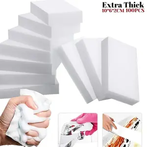100 PCS Melamine Sponge Eraser BULK PACK for Kitchen and Bath Cleaning - 3/4" Thick