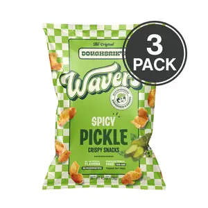 WAVERS by Doughbrik's Snacks, Spicy Pickle Flavor 4.5 oz Bags, Crispy Crunchy Texture Perfect Anytime Snack Made in the USA
