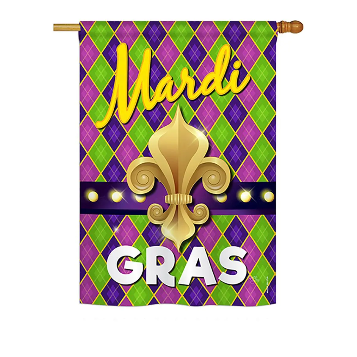 BD-MG-H-118010-IP-BO-DS02-US 28x40 in. Print Banner, Seasonal Mardi Gras Impressions Decorative Vertical House Flag - Fleur De Lys Spring