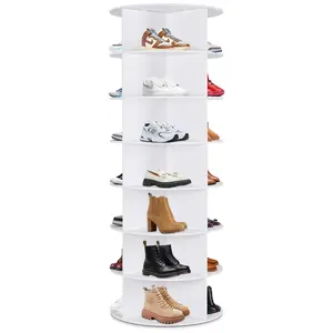 360 degrees Rotating 7-Tiers Organizer Shoe Rack, Fits 24-28 Pairs of Shoes, Spinning and Revolving Round Shoe Rack, for Entryway Living Room Hallway