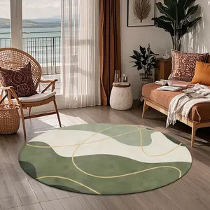 Round Floor Mat, 1 Count Modern Simple Soft Floor Carpet, Decorative Area Rug, Non-slip Floor Mat for Home Living Room Bedroom Hotel, Fluffy Modern Rug