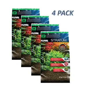 Set of 4, Fluval Plant and Shrimp Stratum for Freshwater Fish Tanks, 17.6 lbs. – Aquarium Substrate for Strong Plant Growth, Supports Neutral to Slightly Acidic pH