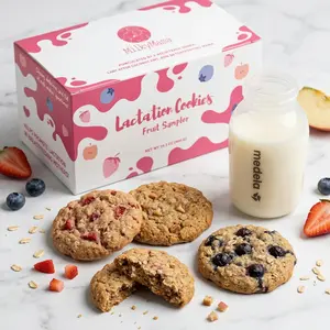 Milky Mama's Fruit Sampler Lactation Cookies - 12 Soft-Baked Snacks with Milk Boosting Power - Strawberry, Apple Cinnamon, Blueberry Flavors - Perfect for Breastfeeding Moms